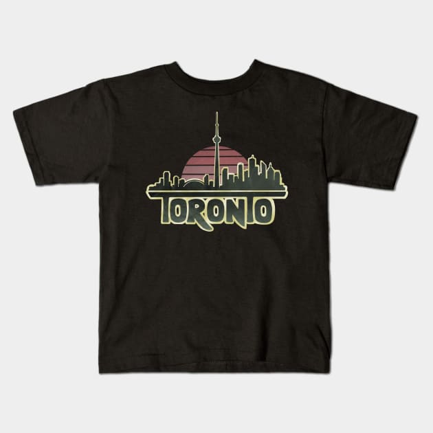 Retro Toronto Skyline Kids T-Shirt by Tanimator